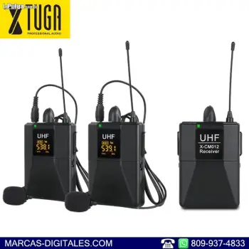 Xtuga x-cm012 sistema de microfonos lavalier para 2 personas