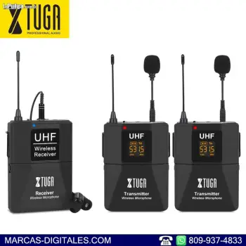 Xtuga x-cm8 sistema de microfonos lavalier para 2 personas