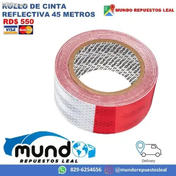 Rollo de cinta reflectiva rojo blanco 45 metros