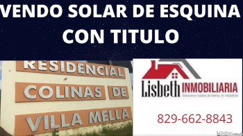 Vendo solar 190 mts. en residencial colinas de villa mella
