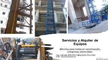 Winche en alquiler para torres en construcción y compresor