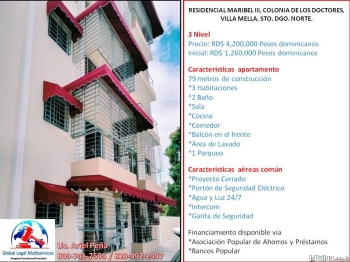 Apartamento en sector sdn - colonia los doctores 3 habitaciones 1 parq