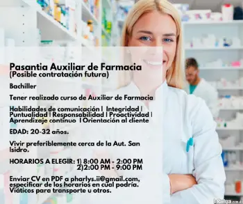 Pasantia auxiliar de farmacia
