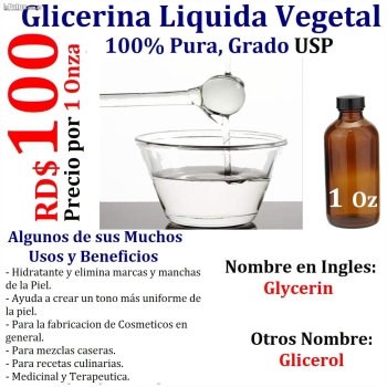 Glicerina pura vegetal original para cabello y piel