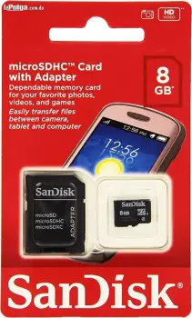 Memoria micro sd de 8 gb con adaptador