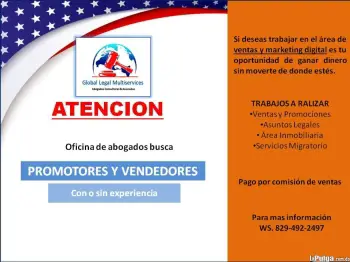 Se busca vendedores y promotores