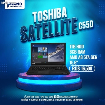 Laptop toshiba satellite c55d-b amd a8-6410 8gb ram disco 1tb hdd 15.6