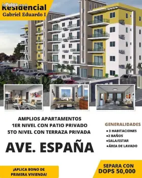 Ave. españa aptos en planos oportunidad