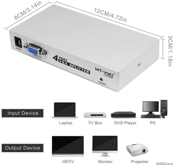 Interruptor splitter para monitores  vga  1 en 4 puertos de vídeo