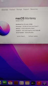 Macbook pro 2018 15 i7 6core 2.6ghz 16gb mem 512gb ssd video