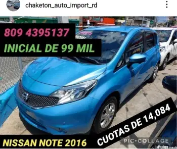 ✅️nissan note 2016 inicial de 99 mil✅️