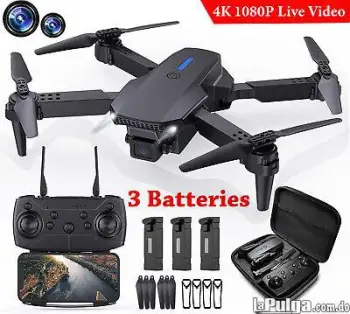 Dron con doble camara 4k 1080p wifi fpv en tiempo real con 2 baterias