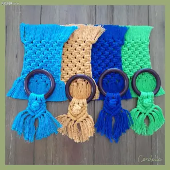 Porta servilletas  y posavasos en macrame