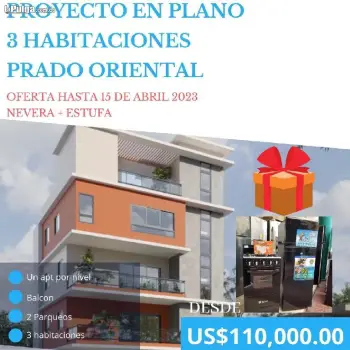 Apartamento en sector sde - prado oriental 3 habitaciones 1 parqueos