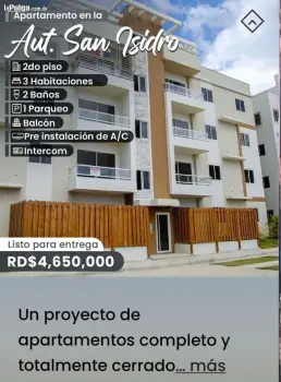 Apartamento en san isidro. 85 mts. 3h 2b 1p. nuevo sin estrenar