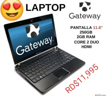 laptop gateway pantalla 11.6. disco duro ssd 250gb. ram 2gb expand