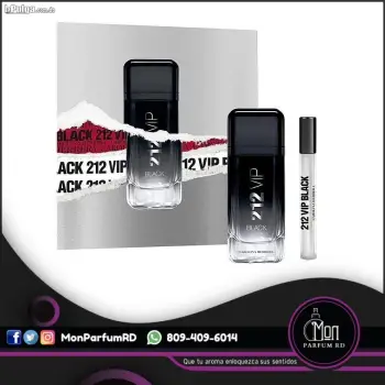 Perfume 212 vip black by carolina herrera. estuche 2 piezas