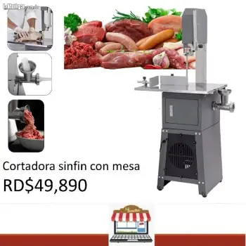 Sierra sin fin cortadora de hueso con base para cortar y moler carnes