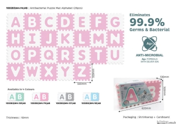 Alfombra antimicrobial de 26 letras para niños