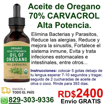 Aceite de orÉgano medicinal con carvacrol al 70 por ciento