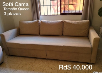 Sofa cama  de 3 plazas color crema