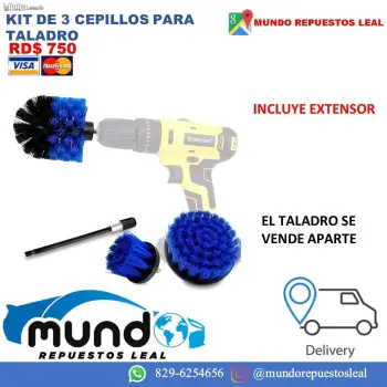 Kit de cepillo de taladro azul con extensor