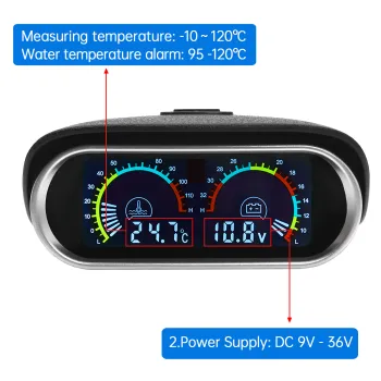 Voltimetro led de temperatura y vateria para vehiculos