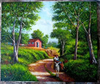 Pintor dominicano cuadro costumbrista obra de arte e.vidal