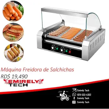 Maquina de hotdog parrilla freidora de salchichas exhibidor