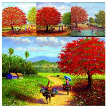 Pintor dominicano cuadro costumbrista obra de arte e.vidal