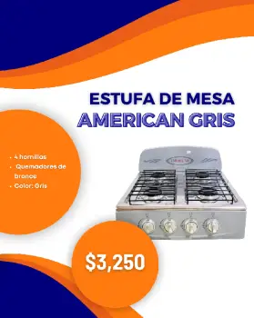 Estufa de mesa american gris