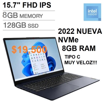 Laptop lenovo ideapad 1 2022 15.7 pg fhd 1080p 8gb 128gb ssd