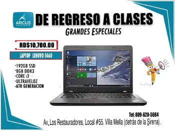 Laptop lenovo e460/ 192gb ssd/ 8gb ddr3/ core i3