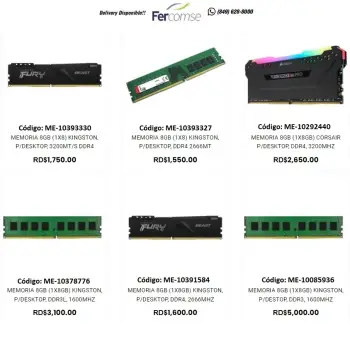 Memoria para cpu y laptop ddr3 ddr4 ddr5 de varias marcas