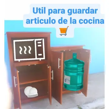 Mueble dispensador con hueco para microonda y almacenador