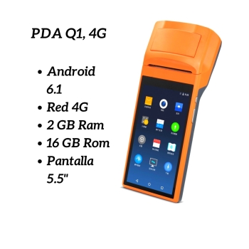 Pda q1 sisterma android con impresora de recibos 4g/3g