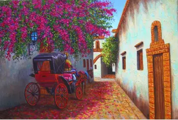 Pintor dominicano cuadro costumbrista obra de arte e.vidal