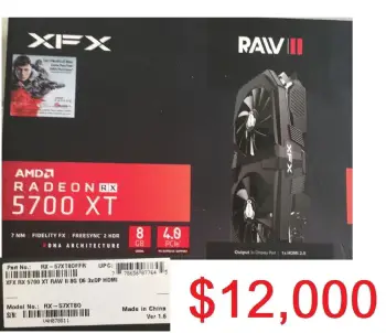 Tarjeta de video xfx rx 5700 xt raw ii 8gb 3dp 1hdmi 12000