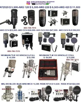 Microfono de estudio condensador akg behringer mxl neumann