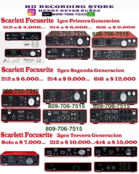 Focusrite scarlett 2i2 2i4 6i6 4i4 m audio behringer yamaha