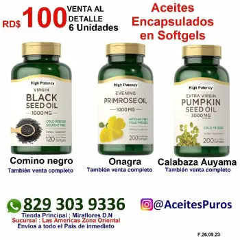 Softgels al detalle aceite encapsulado de onagra comino negr