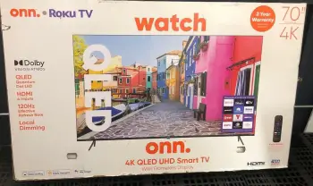 Televisor qled 70 pulgadas onn roku 120hz 4 hdmi control de