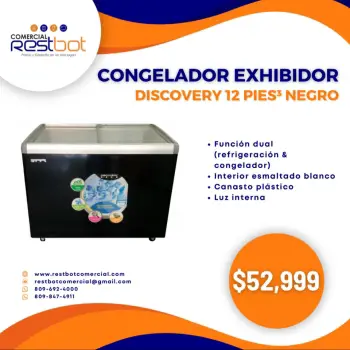 Congelador exhibidor discovery 12 pies negro