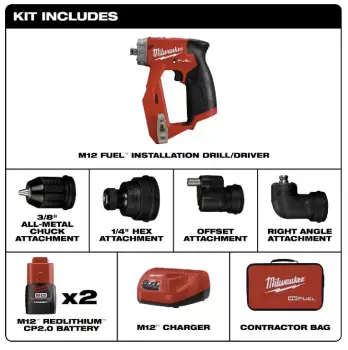 Milwaukee m12 fuel - kit de taladro atornillador 4 en 1