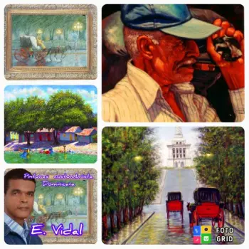 Pintor dominicano cuadro costumbrista obra de arte e.vidal