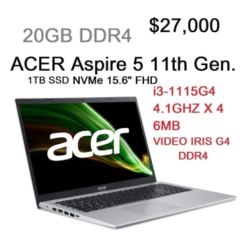 Laptop acer aspire 3 15.6 i3 11va 20gb ddr4 1tb ssd 2023