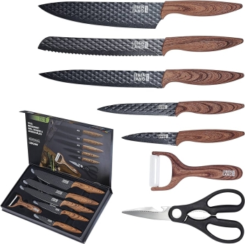Set de cuchillos cocina 7 piezas con pelador y tijeras.