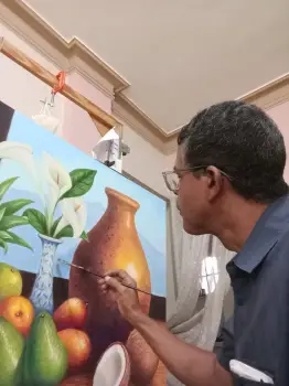 Pintor dominicano cuadro costumbrista obra de arte e.vidal