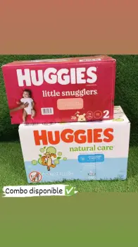 Combo de caja de pampers y wipes huggies disponible .