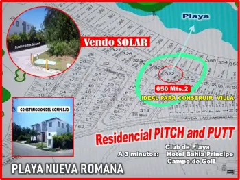 Vendo solar de  650 mts.2  para villa dentro del  residencia